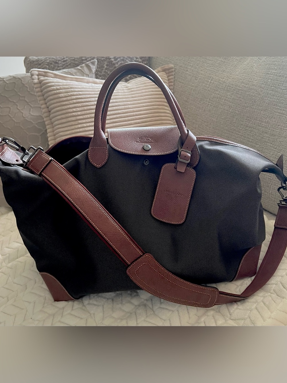 LONGCHAMP Boxford large weekender duffel bag tote military green